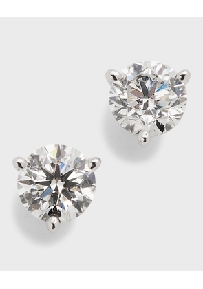 18K White Gold 3-Prong Round Diamond Martini Stud Earrings, 1.5tcw