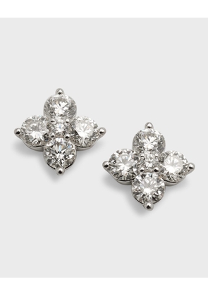 18K White Gold Round Diamond Flower Earrings, 1.25tcw