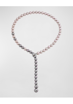 Diana Two-Tone Pearl Y-Necklace with Cubic Zirconia Clasp