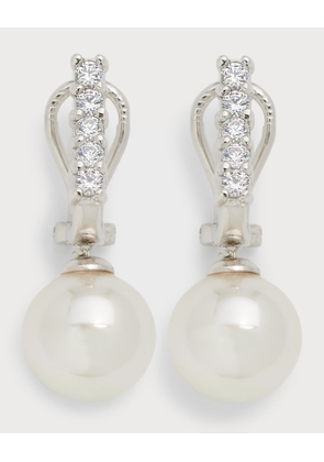 Lilit Cubic Zirconia and Pearl Omega Earrings