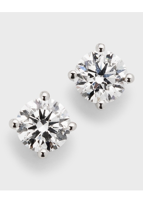 Lab Grown Diamond 18K White Gold Round Stud Earrings, 2.0tcw