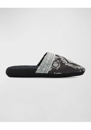 Men's Barocco-Print Mule Slippers