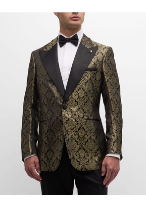 Men's Damask Peak-Lapel Dinner Jacket