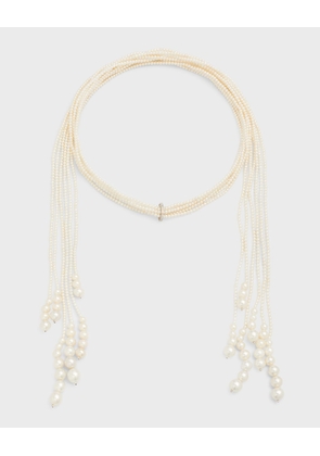 Long Six-Strand Pearl Lariat Necklace