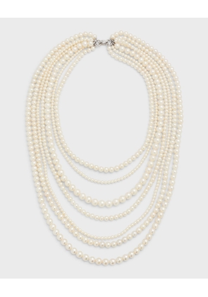 18K White Gold Necklace with Freshwater Pearls, 3.5-8.5mm