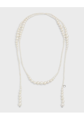 18K White Gold Freshwater Pearl Lariat, 3-10mm