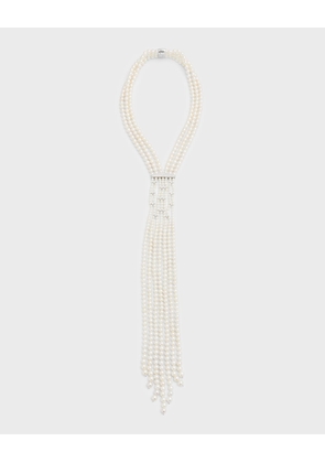 Pearl Tie Necklace with Diamonds