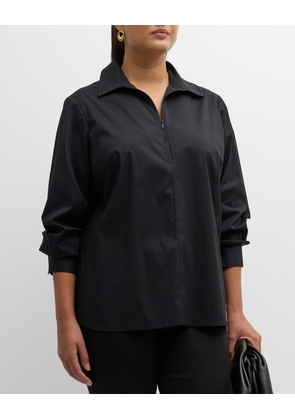 Plus Size Endora Zip-Front Poplin Top