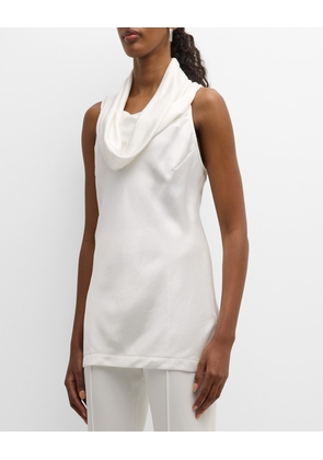 Sleeveless Cowl-Neck Hammered Satin Top