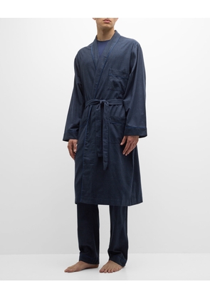 Men's Cotton-Cashmere Brushed Flannel Plaid Robe