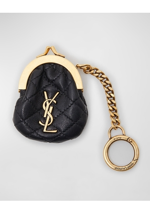 Mini YSL Coin Keyring Bag in Quilted Leather