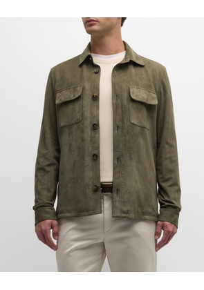 Men's Solid Suede Overshirt