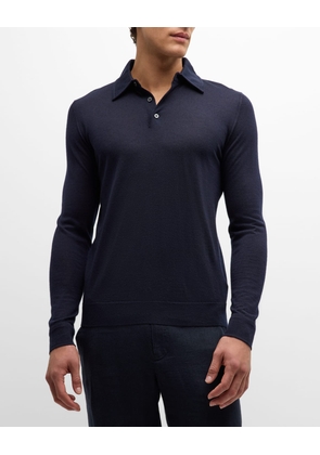 Men's Cashmere-Silk Polo Sweater