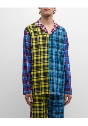 Men's Mixed-Plaid Pajama Set