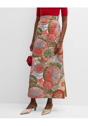 Hostess Quilted Starburst-Print Maxi Skirt