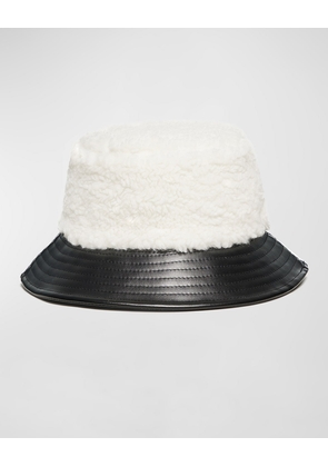 Faux Sherpa & Leather Bucket Hat