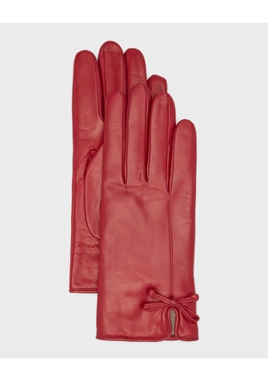 Slit Bow Nappa Leather Gloves