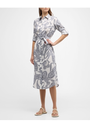 Alex Paisley-Print Cotton Midi Shirtdress