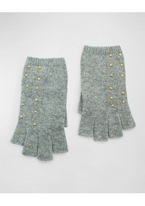 Cashmere Fingerless Gloves with Scattered Studs