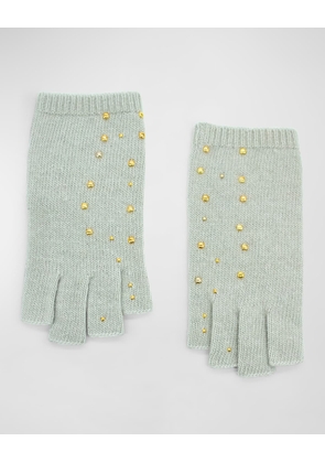 Cashmere Fingerless Gloves with Scattered Studs