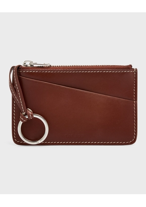 Zipped Key Chain Wallet in Shiny Box Calfskin