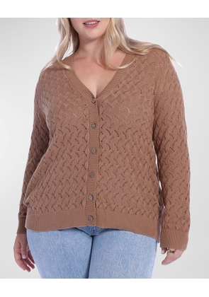 Plus Size Pointelle Cotton-Cashmere Cardigan