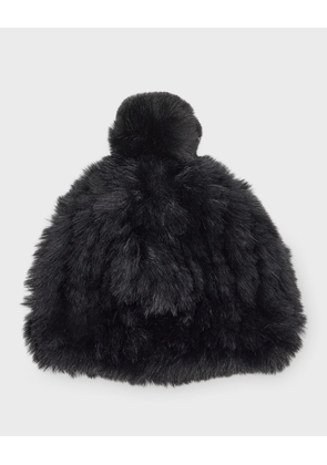 Pom Faux Rex Fur Beanie