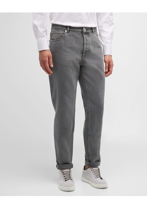 Men's Straight-Leg Gray Denim Jeans