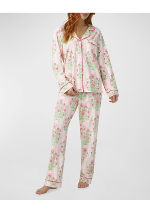 Striped Floral-Print Pajama Set