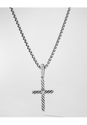 Cable Classics Cross Pendant with Center Diamond in Silver, 24mm