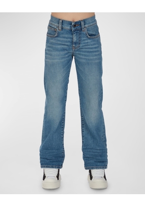 Kid's Stack Straight-Leg Stretch Denim Jeans, Size 4-12