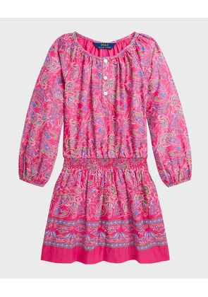 Girl's Paisley Cotton Batiste Dress, Size 2-6X