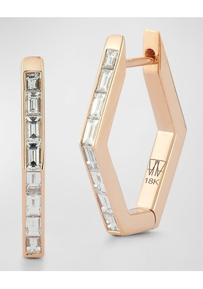 Quentin 18K Rose Gold and Baguette Diamond Hexagon Earrings