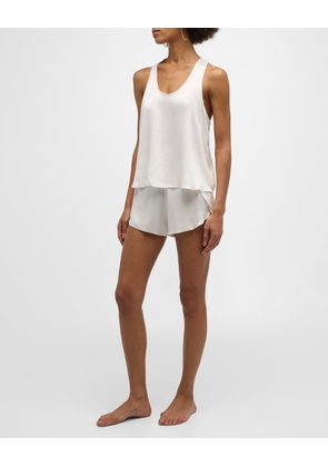 Tulip-Back Washable Silk Tank & Shorts Set