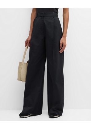 Pleated High-Rise Wide-Leg Trousers