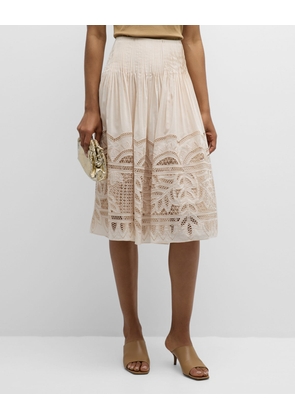 Tayla Pleated Embroidered Midi Skirt