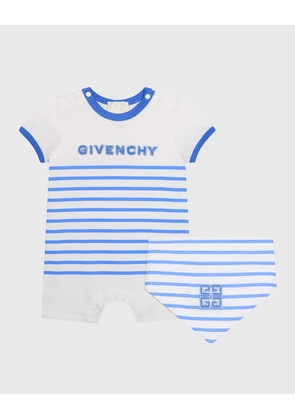 Boy's Striped 4G Embroidered Overall Set, Size 1M-18M