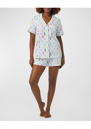 Printed Organic Cotton Jersey Shorty Pajama Set