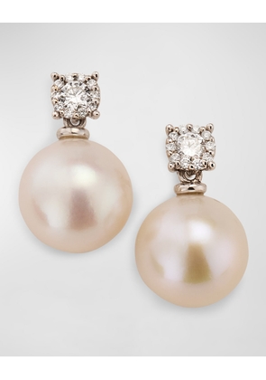 18K White Gold Diamond Earrings with Freshwater Pearls