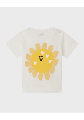 Girl's Sunflower Face Printed Short-Sleeve Tee, Size 12M-36M