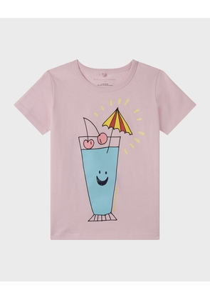 Girl's Smiley Drink Printed Short-Sleeve T-Shirt, Size 4-12