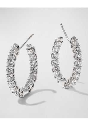 18k White Gold Diamond U-Basket Hoop Earrings, 3.19tcw