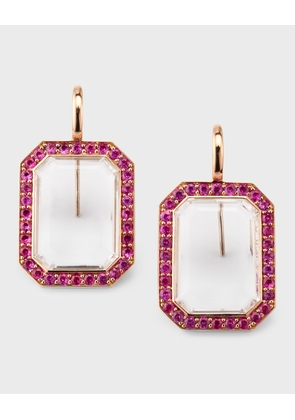 18K Pink Sapphire and Rock Crystal Drop Earrings