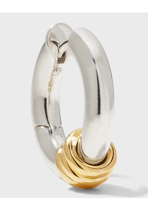 Men's 13mm Thick Hollow Hoop Earring in Sterling Silver with Yellow Gold Accents, Single