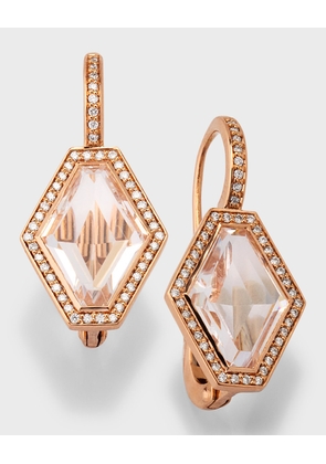 Bell 18K Rose Gold Diamond and Rock Crystal Hexagonal Earrings