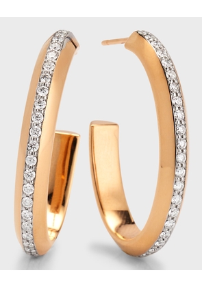 18K Rose Gold Diamond Knife Edge Hoop Earrings