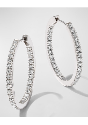 18k White Gold Oval Hoop Earrings, 0.75tcw