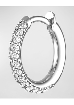 Men's Pave White Gold Gris 9mm Micro Hoop Earring with Diamonds, Single