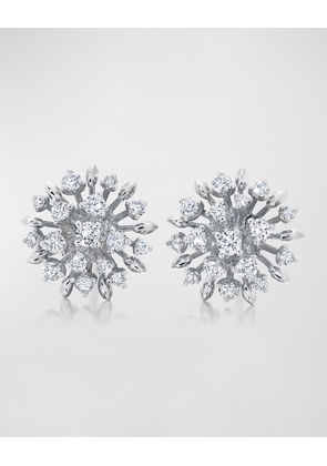 18k White Gold Lotus Diamond Stud Earrings