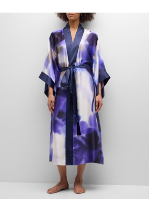 Floral-Print Silk Charmeuse Robe